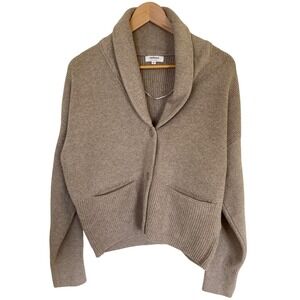 Weekend Los Angeles Shawl Collar Ribbed Cardigan Sweater Gravel Taupe M J2548SWW